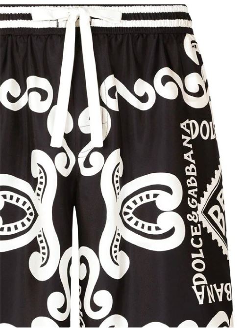 Black/off-white silk all-over logo print shorts Dolce & Gabbana | GV37ATHI1QDHB4XR